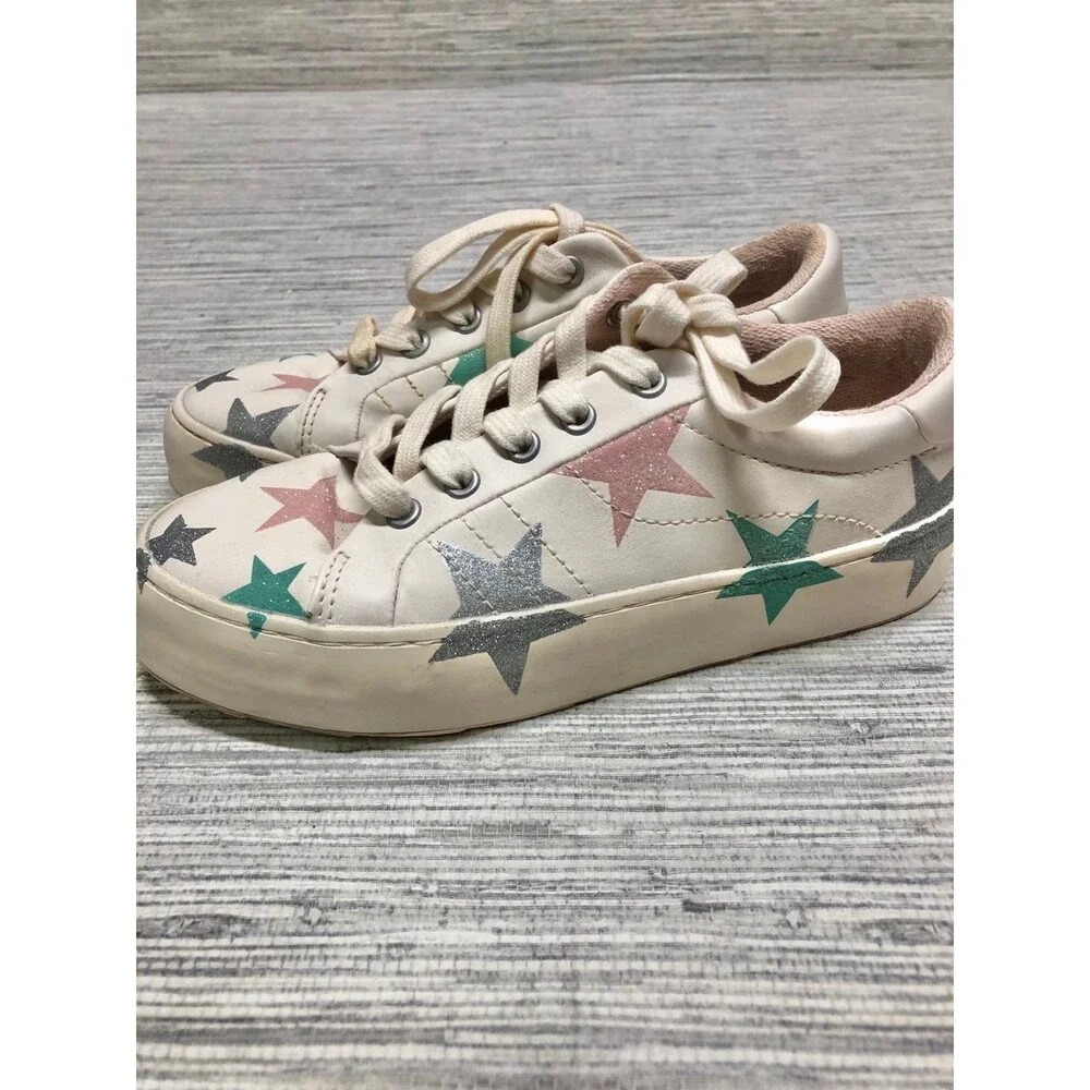 Zara Girls Youth Bamba Glitter Star Vegan Leather Sneakers size 33 EU 1.5 US - Picture 4 of 8